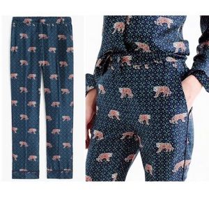 J. Crew Silk Easy Pant In Tiger Print